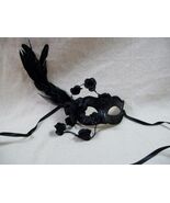 Gothic Black Rose Eye Mask Feathers Mysterious Queen Nightshade Briar Ma... - €14,30 EUR