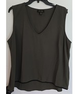 Womens XL Thalia Sodi Olive Green Black Trim Sleeveless Tank Top Summer ... - $352.37 MXN