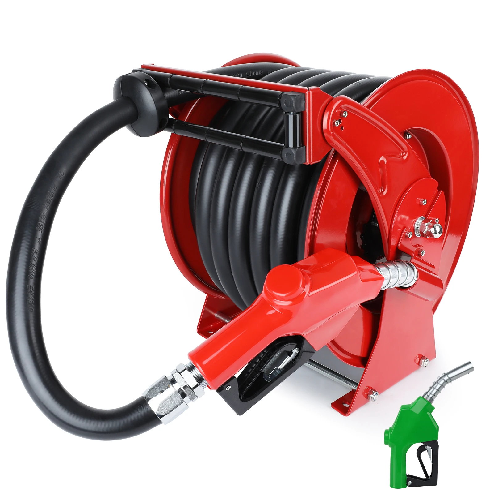 Fuel Hose Reel with Fueling Nozzle 1&quot; x 50FT Retractable  Hose Reel 300 PSI Heav - £619.03 GBP