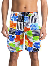 Nwt Palms Caution Surf Beach Sport Men&#39;s Swimwear Trunks Slim Fit Board Shorts - £7.02 GBP