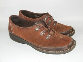 Clarks Artisan Women Size 8.5 M Tona Summit Brown Suede Leather Flat Shoes 31059 - £15.65 GBP