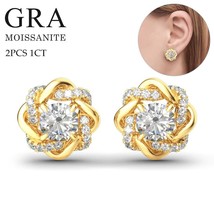 Trend Knot of Love 2 Carat 6.5Moissanite Stud Earrings GRA Certificate 925 Sterl - £75.05 GBP