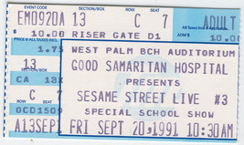 SESAME STREET LIVE 1991 Ticket Stub West Palm Beach Aud. Good Samaritan ... - £5.31 GBP