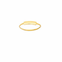 14K Solid Gold Mini ID Bar Plate Ring - Size 6, 7, 8 Minimalist - Yellow - £111.87 GBP