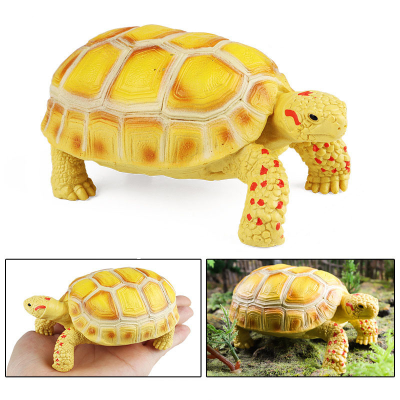 Yellow Shell European Tortoise Plastic Animal Figurine Educational Toy - $9.89+