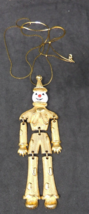 VINTAGE Gold Tone Articulated Jointed Happy Clown Necklace White Enamel Face EUC - $19.95