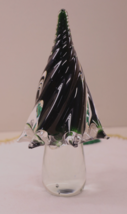 Clear &amp; Green Crystal Art Glass Figural Christmas Tree 8&quot;  Murano Style - £49.50 GBP