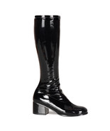 Sexy Black 70&#39;s Retro 2&quot; Heel Halloween Gogo Girl Costume Knee Boots RET... - £52.76 GBP