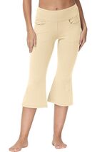 Cakulo Womens Capri Yoga Flare Pants Beige M Athletic Workout Pockets - $6.12 Cakulo Womens Capri Yoga Flare Pants Beige M Athletic Workout Pockets - $6.12