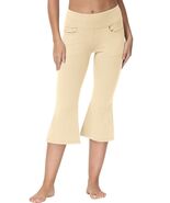 Cakulo Womens Capri Yoga Flare Pants Beige M Athletic Workout Pockets - €5,29 EUR
