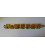 Signed Persian Link 7 Panel Bracelet with Hand Done Paintings Snap-in Clasp - £82.37 GBP