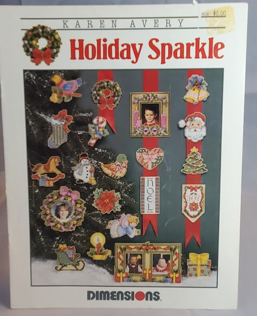 Dimensions Karen Avery Holiday Sparkle Cross Stitch Pattern 202 Christmas 1992 - $8.86