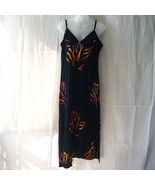 New navy &amp; black rayon spaghetti strap large dress with yellow and orang... - £31.85 GBP