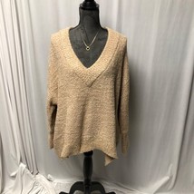 Ava Viv Sweater Womens 2X Cream Metallic Gold Soft V-Neck - $19.60