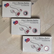 3 PACK! 3-in-1 Micro Needle Derma Roller Kits For Face &amp; Body .5mm/1.0mm/ 1.5mm - £19.45 GBP
