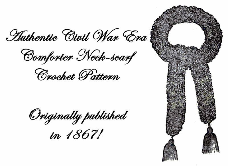 1867 Civil War Scarf Crochet Pattern DIY Victorian Cravat Reenactment Necktie - $4.99