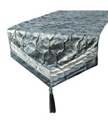 Hexagonal Foil - Blue Jacquard Silk Decorative Table Runner - £44.50 GBP+