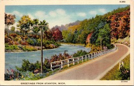 Generic Scenic Greetings Highway Stanton Michigan MI Linen Postcard L1 - £3.06 GBP