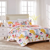 Greenland Home 3-Piece King/Cal King Watercolor Dream Quilt Set, White. - $117.99