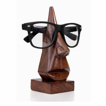 Wooden Eye Glasses Holder Stand Hand Carved Desk Organizer Shape Of Nose 6 Inch - £18.08 GBP