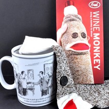 New Yorker Wine Comic Coffee Mug Cup + Sock Monkey Party Gift Bag 2 Item Bundle - £21.48 GBP