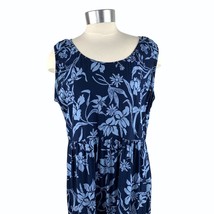 April Cornell Batik Print Blue Floral Maxi Dress Boho Vintage Womens Siz... - $44.09