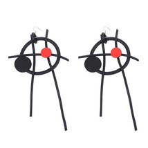YD&YDBZ New Red Round Wooden Drop Earring For Women Punk Style Geometry Rubber H - £10.50 GBP