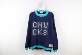 Vtg 80s 90s Converse Womens XL Spell Out Color Block Chucks Sweatshirt Blue - $79.15