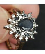 size 7 gold over STERLING SILVER &amp; BLACK ONYX ladies ring band 925 Estat... - €25,56 EUR