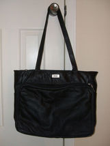 BILL BLASS Women&#39;s Black Genuine Soft Leather Purse Handbag Tote 18&quot; x 12&quot; x 5&quot; - £23.76 GBP