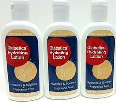 3x Diabetic Lotion Hydrates &amp; Soothes Dry Skin Relief Fragrance Free 7.5 oz Each - £18.15 GBP