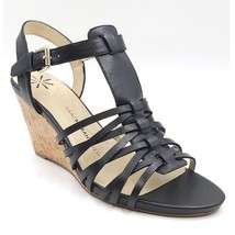 Isaac Mizrahi Live Women Slingback Wedge Sandals Simmer Size US 8M Black Leather - £22.34 GBP