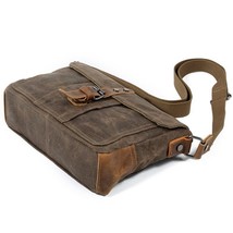 Vintage Men Crossbody Bag Zipper Hasp Closure Brown Work Messenger Tote ... - £42.41 GBP