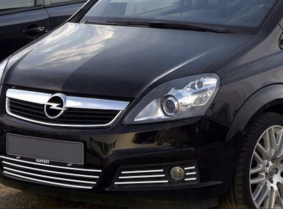 Opel Zafira B chrome grill trim set for radiator grill + halogen- show origin...