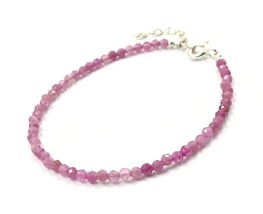 Genuine Pink Tourmaline Natural Color 925 Silver adjustable Bracelet USA SELLER - £11.86 GBP