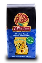 HEB Cafe Ole Whole Bean Coffee 12oz Bag (Pack of 3) (Decaf Breakfast Ble... - $34.62