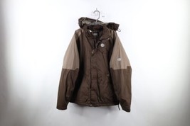 Vintage Helly Hansen Mens XL Spell Out Hooded Winter Snowboard Ski Jacket Brown - £79.09 GBP