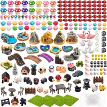 240 Pcs Miniature Fairy Garden Accessories, Including Animals, Mini Houses, Tabl - £39.53 GBP