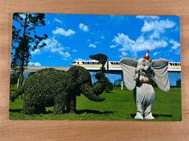 Vintage Walt Disney World Dumbo Monorail Topiary Lane Unposted Postcard - $4.74