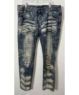 GS115 Distressed Acid Wash Denim Straight Leg Blue Jeans Size 40X31 - $40.73 CAD