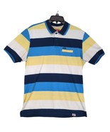 Bobson Men&#39;s XL Striped Polo Shirt Okayama Japan Streetwear Blue Yellow ... - $32.00