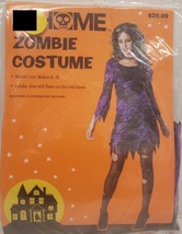 New Adult Women Halloween Costume,Zombie,Purple &amp;Black Dress W/FLAME Cut Skirt,M - £23.73 GBP