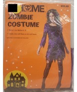 NEW Adult Women Halloween Costume,ZOMBIE,PURPLE &amp;BLACK DRESS W/FLAME CUT... - £23.64 GBP