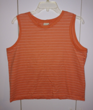 L.L. B EAN Ladies Sleeveless Knit ORANGE/WHITE Striped TOP-LR-BARELY WORN-COMFY - £6.75 GBP