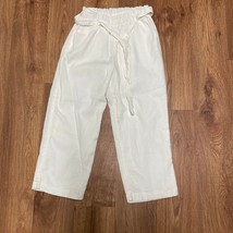 Abercrombie Kids White Cropped Pants Pull On Tie Belt Girls Size 9/10 Large - £21.72 GBP