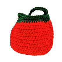 Handcrafted Crochet Bag Red Tomato Face Halloween Trick or Treat Bag - £9.34 GBP