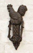 Cast Iron Metal Rustic Farmhouse Rooster Chicken Door Knocker With Strike Plate - £17.30 GBP