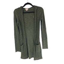 Mossimo Cardigan Open Front Hooded Duster Ribbed Pockets Green XS - £4.63 GBP