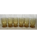 Vintage Amber Juice Glasses Swirl Design Set of Six 3 3/4&quot;H EUC Small Glass - £15.81 GBP