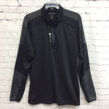 Reebok Mens Activewear Jacket Black Gray 1/4 Zip Long Sleeve Mock Neck Stretch L - £7.13 GBP